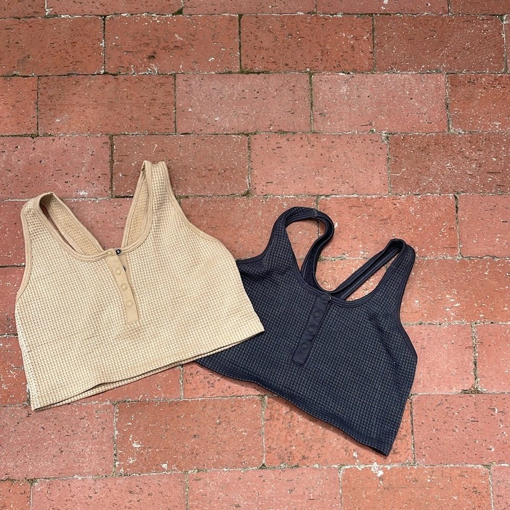 Waffle Knit Crop Tops